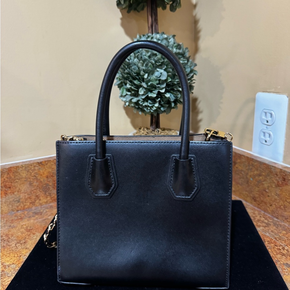 Michael Kors Black Leather 'LOVE' Studded Satchel with Gold Hardware - Picture 3 of 9